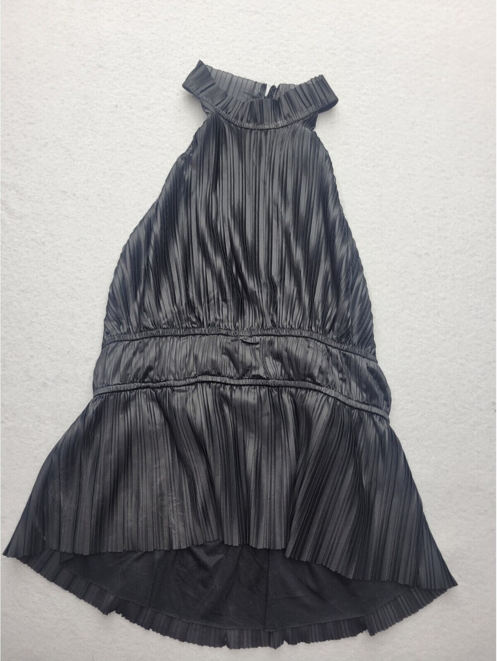 Enelly Women's Blouse Medium Black Halter Knit Pleated Solid Sleeveless Casual